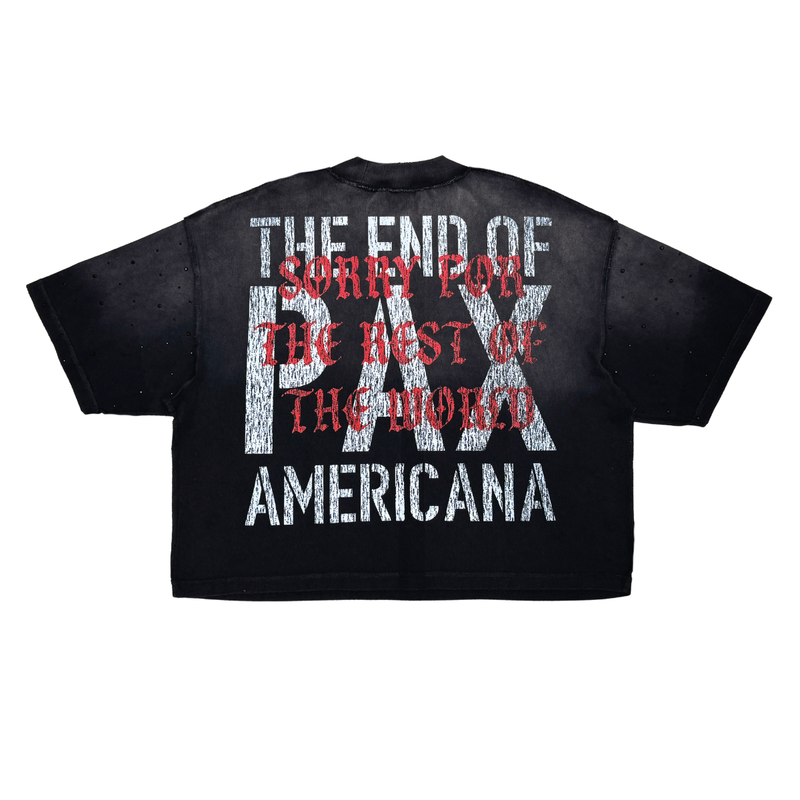 Rare Peace 'Welcome To The Dark Age 2.0' Oversized Rhinestone Cropped T-shirt (Black) RT5053