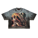 Rare Peace 'Save Our Souls' Oversized Rhinestone Cropped T-shirt (Olive) RT5063