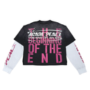 Rare Peace 'T-800' Oversized Rhinestone Cropped Longsleeve T-shirt (Black) RK5068