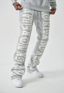 Spark 'No Risk No Reward' Fleece Stacked Sweatpants (H. Gray/White) S5301