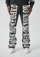 Spark 'No Risk No Reward' Fleece Stacked Sweatpants (Black/White) S5301