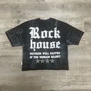 BKYS 'Rock House' Cropped Rhinestone T-Shirt (Black) T1449