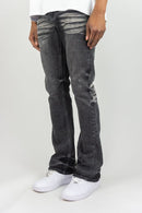 Grey Sand plain flare pants with ripple effect. By Fresh N Fitted.