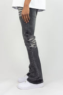Grey Sand plain flare pants with ripple effect. By Fresh N Fitted.