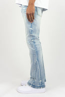 Roar Denim 'R&R' Stacked Flare Denim In Lt.Sand Blue