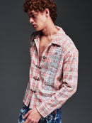 Guapi 'French Rose' plaid shirt in pink and white, casual long-sleeve button-up with a classic checkered pattern.