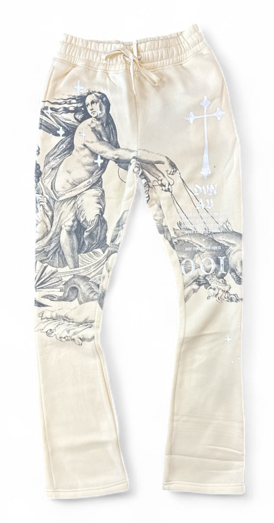 Highly Undrtd 'Divine Aura' Stacked Joggers (Ivory) UF5203