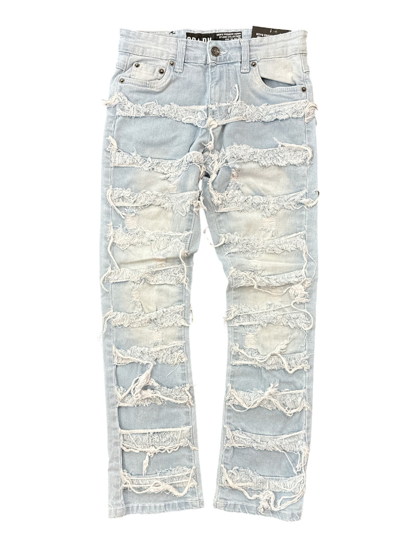 Spark Kids 'Rip & Repair' Stack Denim (Light Blue) K3016 - FRESH N FITTED