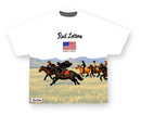 Red Letters "The Wild West" Slightly Oversized T-Shirt in White