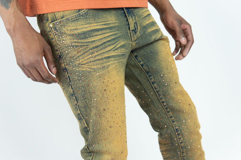 Roar Denim 'Rhinestone' Stacked Flare Denim (Rust) G52-669
