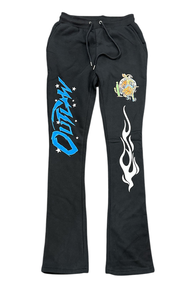 Black Pike 'Outlaw' Stacked Joggers (Black) FB3465 - FRESH N FITTED