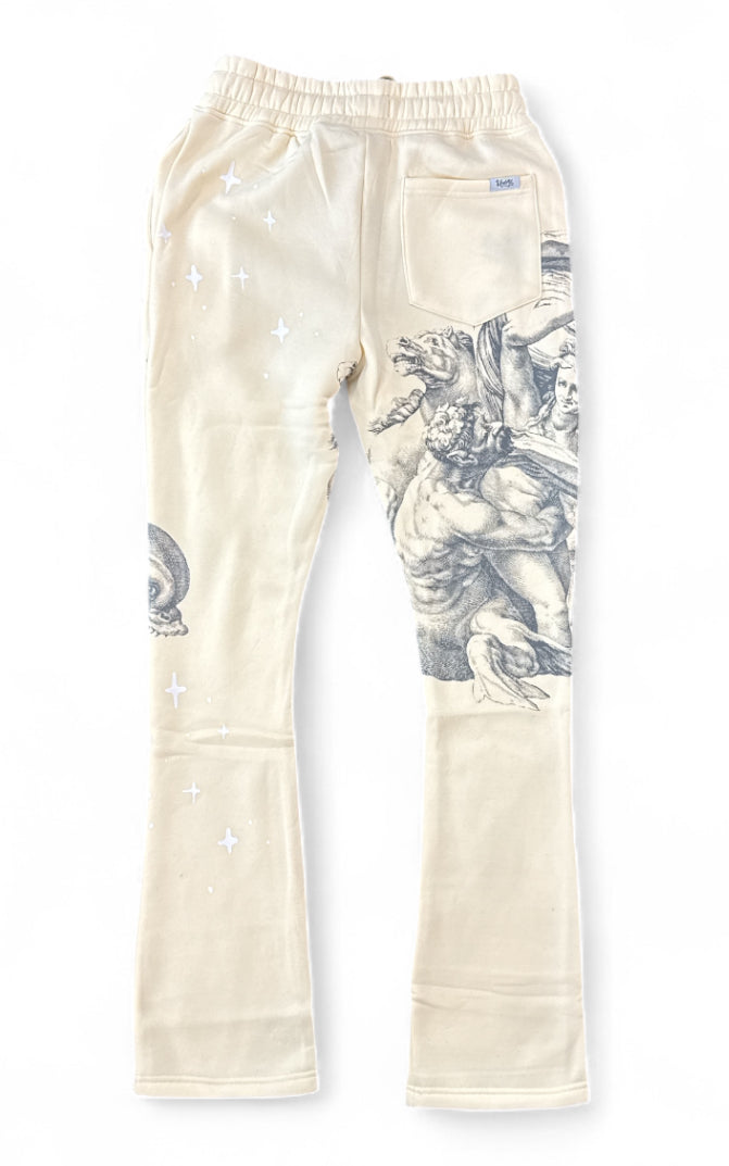 Highly Undrtd 'Divine Aura' Stacked Joggers (Ivory) UF5203