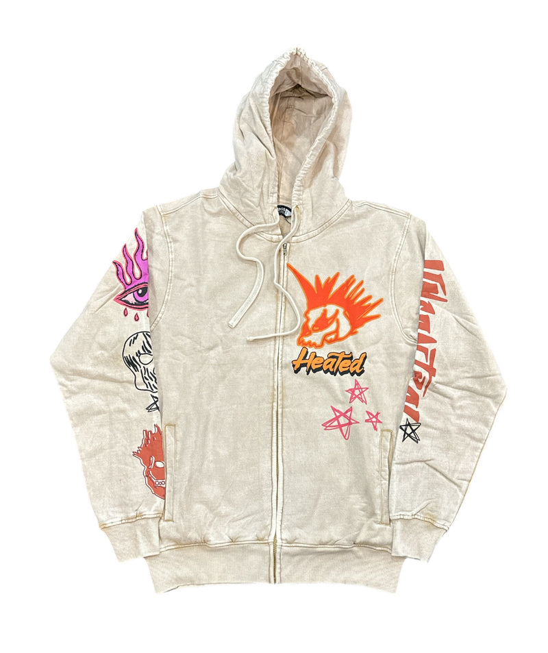 Rebel Minds 'Heated' Zip Up Hoodie (Khaki) 142-361 - FRESH N FITTED
