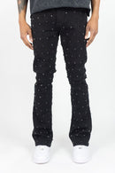 Rebel Denim 'Diamond' Stacked Flare Denim (Black) 652-630 - FRESH N FITTED