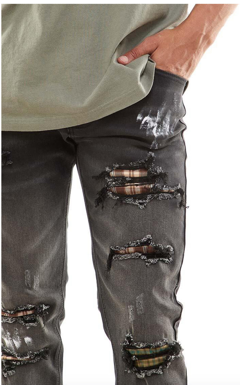 KDNK Plaid Denim (Black) KND4517 - FRESH N FITTED
