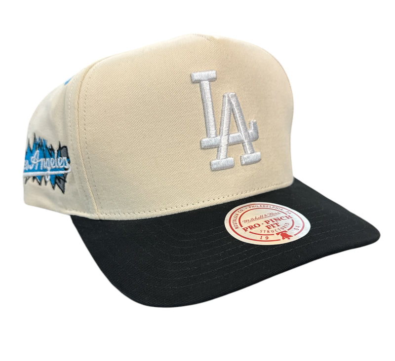 Mitchell & Ness 'Los Angeles Dodgers' MLB Overspray Pro Snap Back Hat (Off White) HP9662