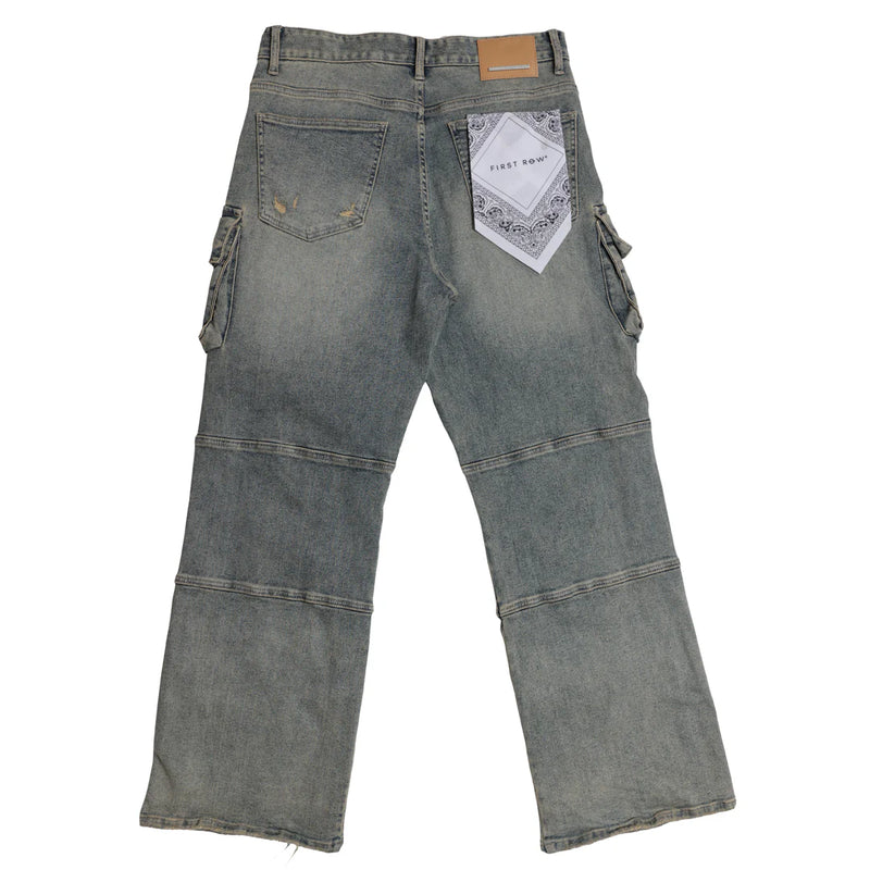 First Row ‘Y2K’ Utility Cargo Relaxed Fit Denim (Medium Stone Tint) FRD3116A - FRESH N FITTED
