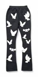Black Pike 'Bird Gang' Stacked Sweatpants (Black) FB2531S