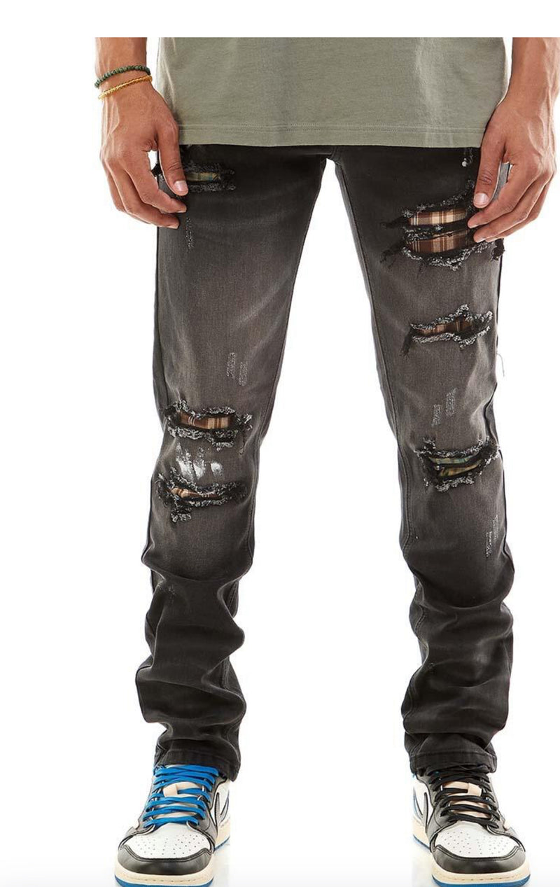 KDNK Plaid Denim (Black) KND4517 - FRESH N FITTED