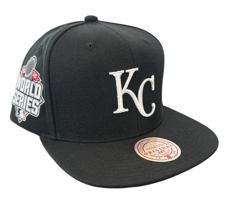 Mitchell & Ness 'Kansas City Royals 2015 World Series' MLB Top Spot Snap Back Hat (Black) HHSS7337