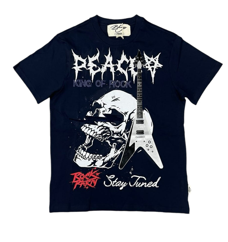 BKYS 'Peace Star' Over Sized T-Shirt (Navy) T1152 - FRESH N FITTED