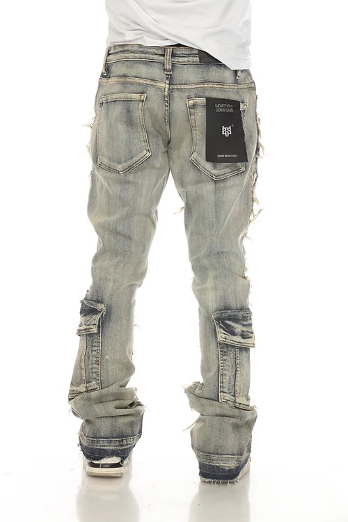 Stylo Stacked Flare Denim (Khaki Tint) JKT-004 - FRESH N FITTED