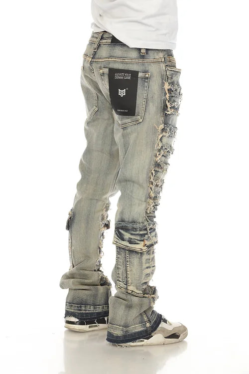 Stylo Stacked Flare Denim (Khaki Tint) JKT-004 - FRESH N FITTED
