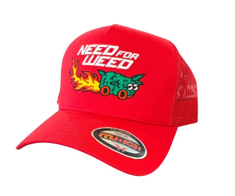 MUKA 'Need For Weed' Trucker Hat (Red) TN5344 - FRESH N FITTED