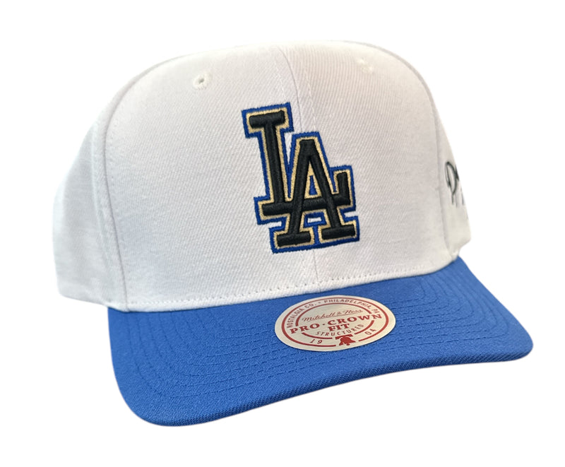 Mitchell & Ness 'Los Angeles Dodgers' MLB Hook Royal Pro Snap Back Hat (White) HP13838