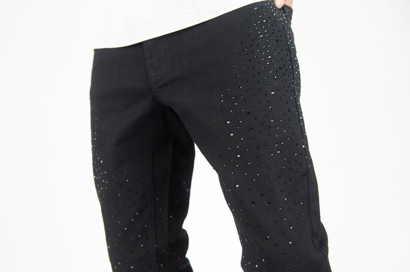 Roar Denim 'Rhinestone' Stacked Flare Denim (Jet Black) G52-679