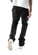 Spark 'TWill' Stacked Flare Denim With Multi Pockets (Black) S3020 - FRESH N FITTED