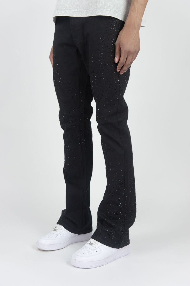 Roar Denim 'Rhinestone' Stacked Flare Denim (Jet Black) G52-679