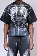 First Row ‘Y2K Tribal’ Cropped T-Shirt (Washed Black) FRM3024A - FRESH N FITTED