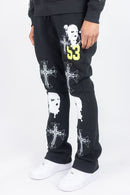 Rebel Minds 'Mask 53' Stacked Fleece Sweatpants (Black) 152-419 - FRESH N FITTED