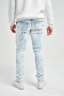 Spark ‘Rip & Repair’ Slim Fit Stretch Denim (Bleach Blue) S4405 - FRESH N FITTED