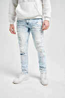 Spark ‘Rip & Repair’ Slim Fit Stretch Denim (Bleach Blue) S4405 - FRESH N FITTED