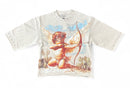 Highly Undrtd 'UN Existence' 3/4 Sleeve Rhinestone Cropped T-Shirt (Champagne) HF5504 - FRESH N FITTED