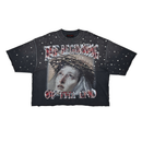 Rare Peace 'The Beginning Of The End' Oversized Rhinestone Cropped T-shirt (DK.Grey) RT5060 - FRESH N FITTED