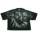 Rare Peace 'Save Our Souls' Oversized Rhinestone Cropped T-shirt (Pine Green) RT5058 - FRESH N FITTED