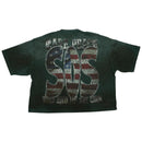 Rare Peace 'Save Our Souls' Oversized Rhinestone Cropped T-shirt (Pine Green) RT5058 - FRESH N FITTED