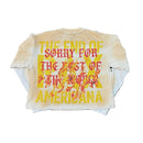 Rare Peace 'SOS' Oversized Rhinestone Cropped Longsleeve T-shirt (Ecru) RK5045 - FRESH N FITTED