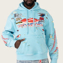 Smoke Rise 'Racing' Double Layer Cropped Hoodie (Sky BL.) FO26S428 - FRESH N FITTED