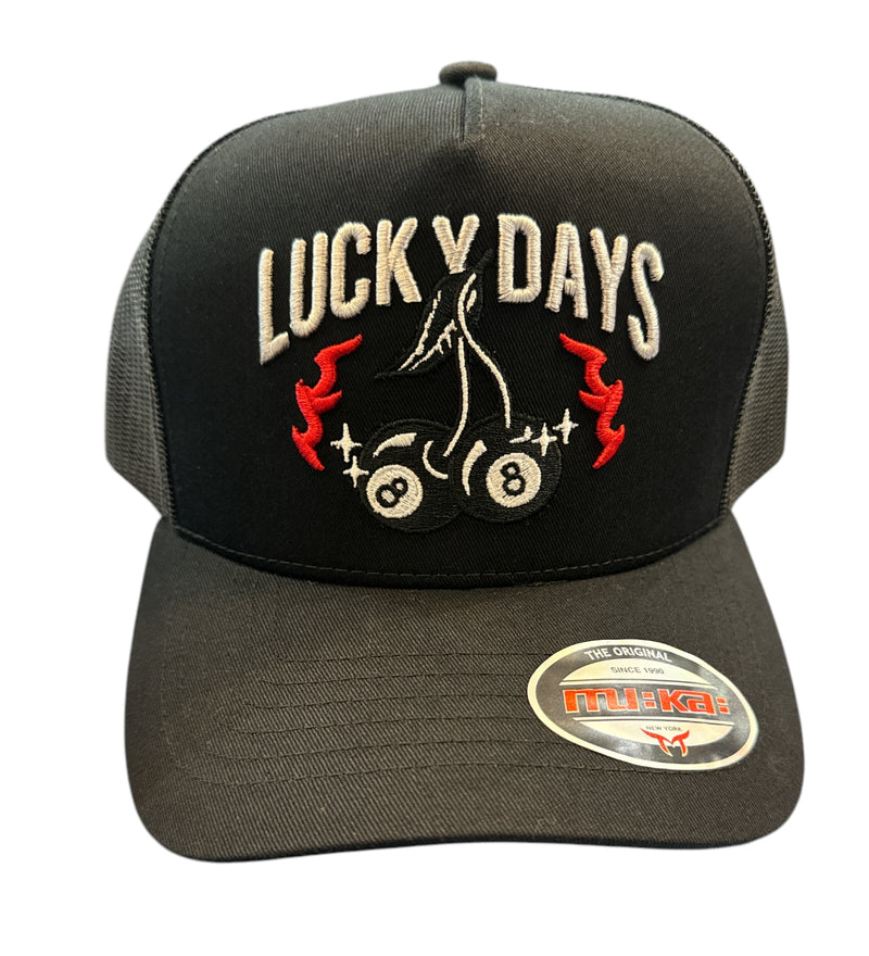 Muka 'Lucky Days' Trucker Hat (Black) T5450 - FRESH N FITTED