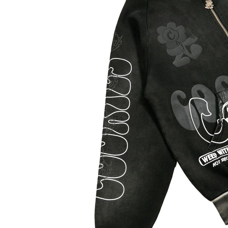 Cookies 'Florist' Zip Up Hoodie (Washed Black) CM251HFC01 - FRESH N FITTED
