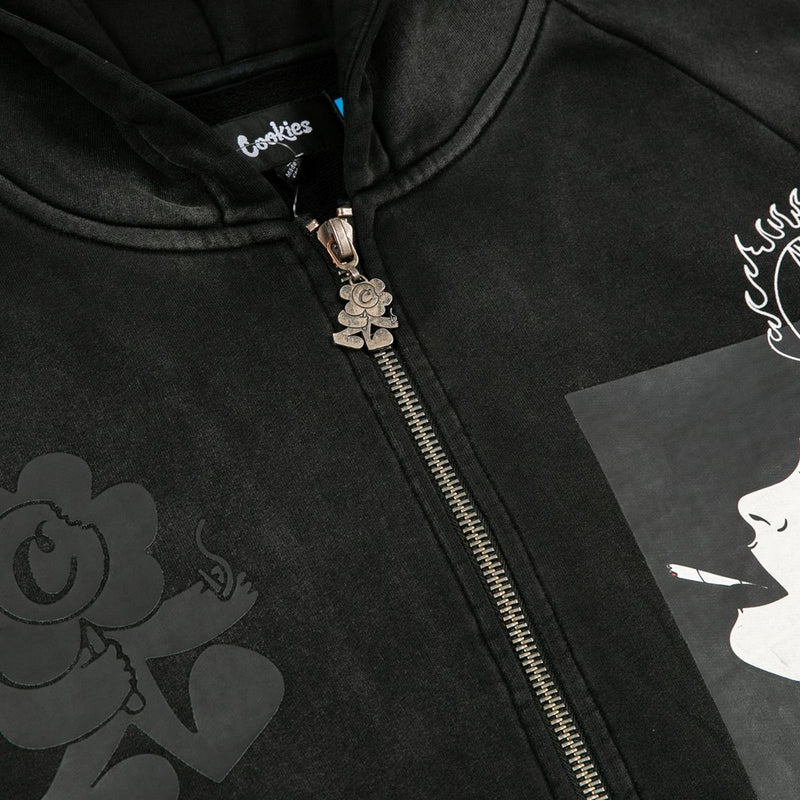 Cookies 'Florist' Zip Up Hoodie (Washed Black) CM251HFC01 - FRESH N FITTED
