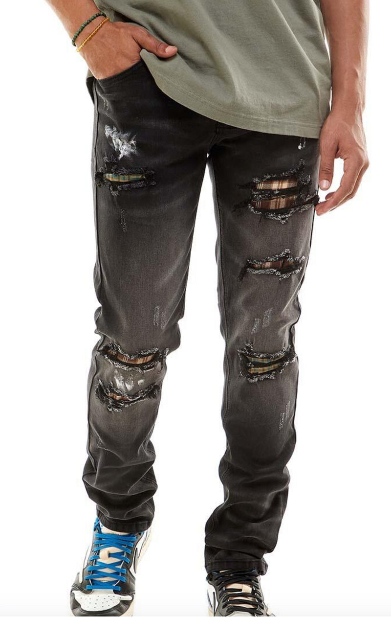 KDNK Plaid Denim (Black) KND4517 - FRESH N FITTED