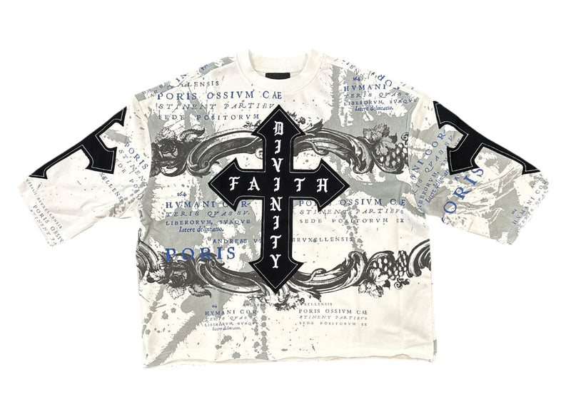 Publik 'Cross Patch' Cropped Oversized T-Shirt (Off White) KF2533 - FRESH N FITTED