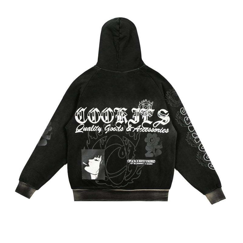 Cookies 'Florist' Zip Up Hoodie (Washed Black) CM251HFC01 - FRESH N FITTED