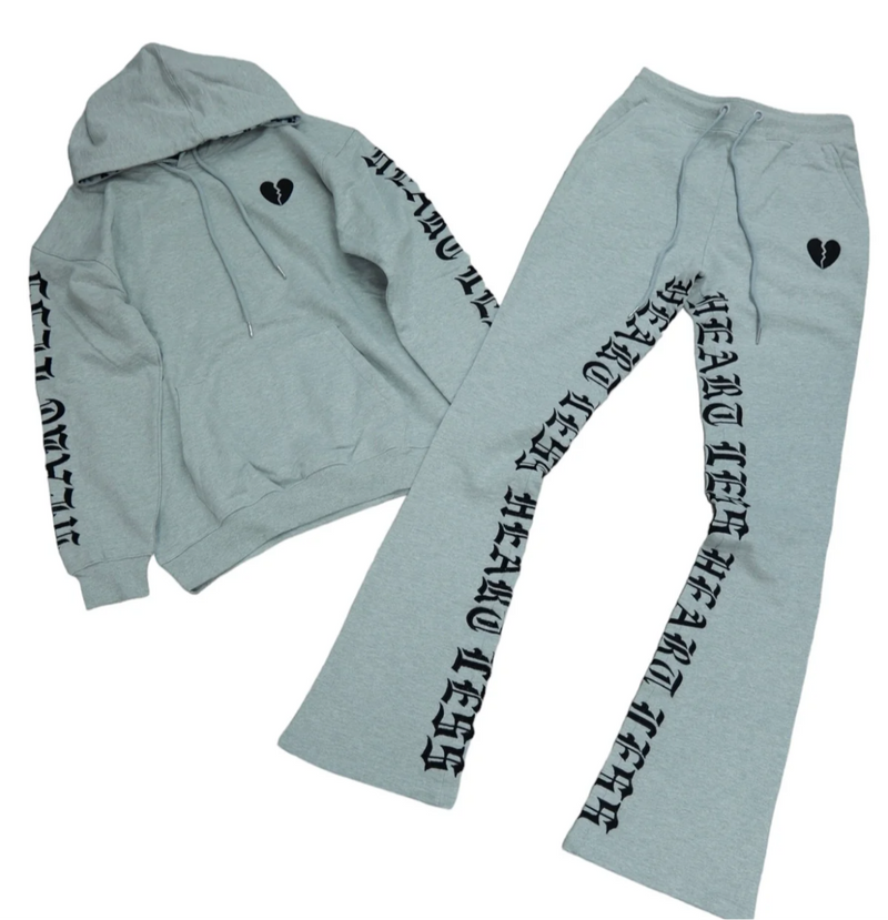 Focus 'Heartless' Stacked Sweatpants (Grey) - FRESH N FITTED