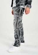 Taker 'Distressed Pattern' Slim Straight Denim (Black Wash) T4032